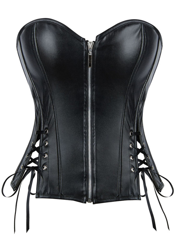 Women Summer Strapless Pu Leather Slim Waist Punk Shaping Corset Top