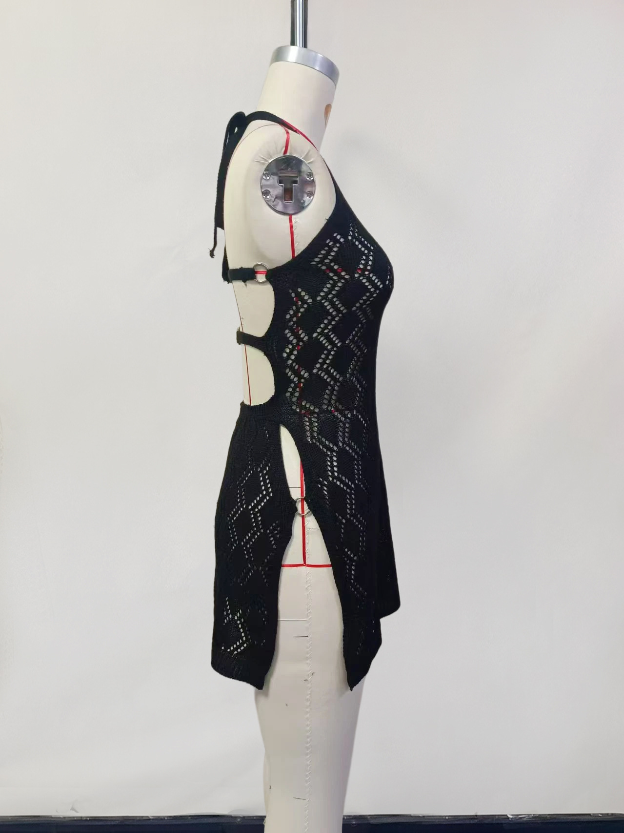Solid Hollow-Out Dress for Summer Beachwear