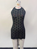 Women Summer Solid Hollow Out Beach Dress