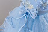 Kids Summer Mesh Tulle Embroidered Flower Girl Dress