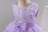 Kids Summer Mesh Tulle Embroidered Flower Girl Dress