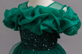 Kids Summer Glitter Multi-layer Tulle Long Princess Evening Dress