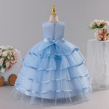 Kids Summer Mesh Tulle Embroidered Flower Girl Dress