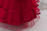 Kids Summer Mesh Tulle Embroidered Flower Girl Dress