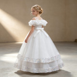 Kids Summer Glitter Multi-layer Tulle Long Princess Evening Dress