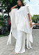 Women Summer Satin Cape Top & Wide Leg Pants Suit