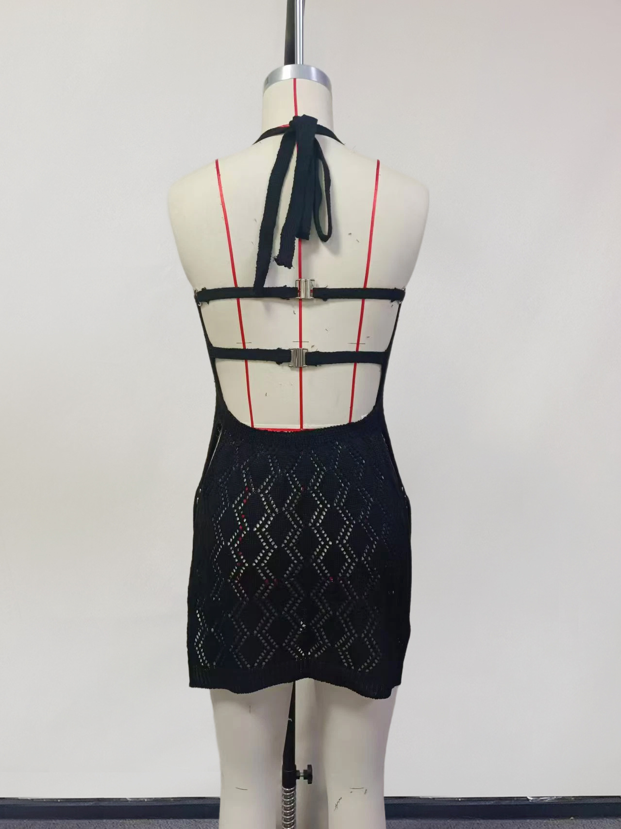 Solid Hollow-Out Dress for Summer Beachwear