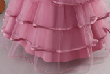 Kids Summer Mesh Tulle Embroidered Flower Girl Dress