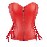Women Summer Strapless Pu Leather Slim Waist Punk Shaping Corset Top