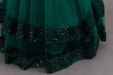 Kids Summer Glitter Multi-layer Tulle Long Princess Evening Dress