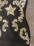 Women Summer Strapless Rhinestone Star Embroidery Low Back Bandage Mini Party Dress