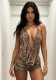 Women Summer Holidays Deep V Cutout Waist Slim Fit Top & Shorts Two-piece Set