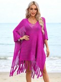 Plus Size Women Summer Tassel Hollow Beach Holidays Dress