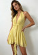 Women Halter Neck V Neck Backless Knot Irregular Ruffle Dress