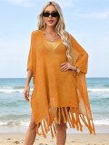 Plus Size Women Summer Tassel Hollow Beach Holidays Dress