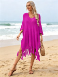 Plus Size Women Summer Tassel Hollow Beach Holidays Dress