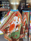 Women Summer Print Irregular Holidays Midi Skirt