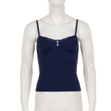 Women Sexy Cami Top V Neck Backless Knit Top