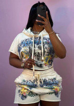 Women Print Casual Top and Shorts Two Piece Women Print Casual Top and Shorts Two Piece