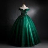 Women Off Shoulder Party Lace Sequin Off Shoulder Evening Dress（Processing time need 3-6 days）