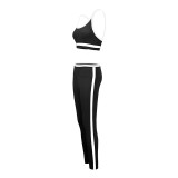 Women Stretch Color Block Sports Bra and Leggings Two Piece