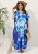 Women Summer Cover Up Boho Beach Holidays Blue Beach Dress