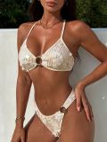 Women Sexy Solid Sequin Tie Backless Bikini Swimsuit Two Piece
