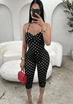 Women Sexy Polka Dot Print Halter Neck Stretchy Bodysuit Women Sexy Polka Dot Print Halter Neck Stretchy Bodysuit