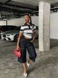 Women Multi Pocket Denim Capri Pants