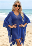 Plus Size Women Summer Tassel Hollow Beach Holidays Dress