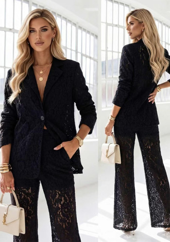 Women Spring Summer Casual Lace Blazer