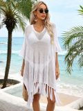 Plus Size Women Summer Tassel Hollow Beach Holidays Dress
