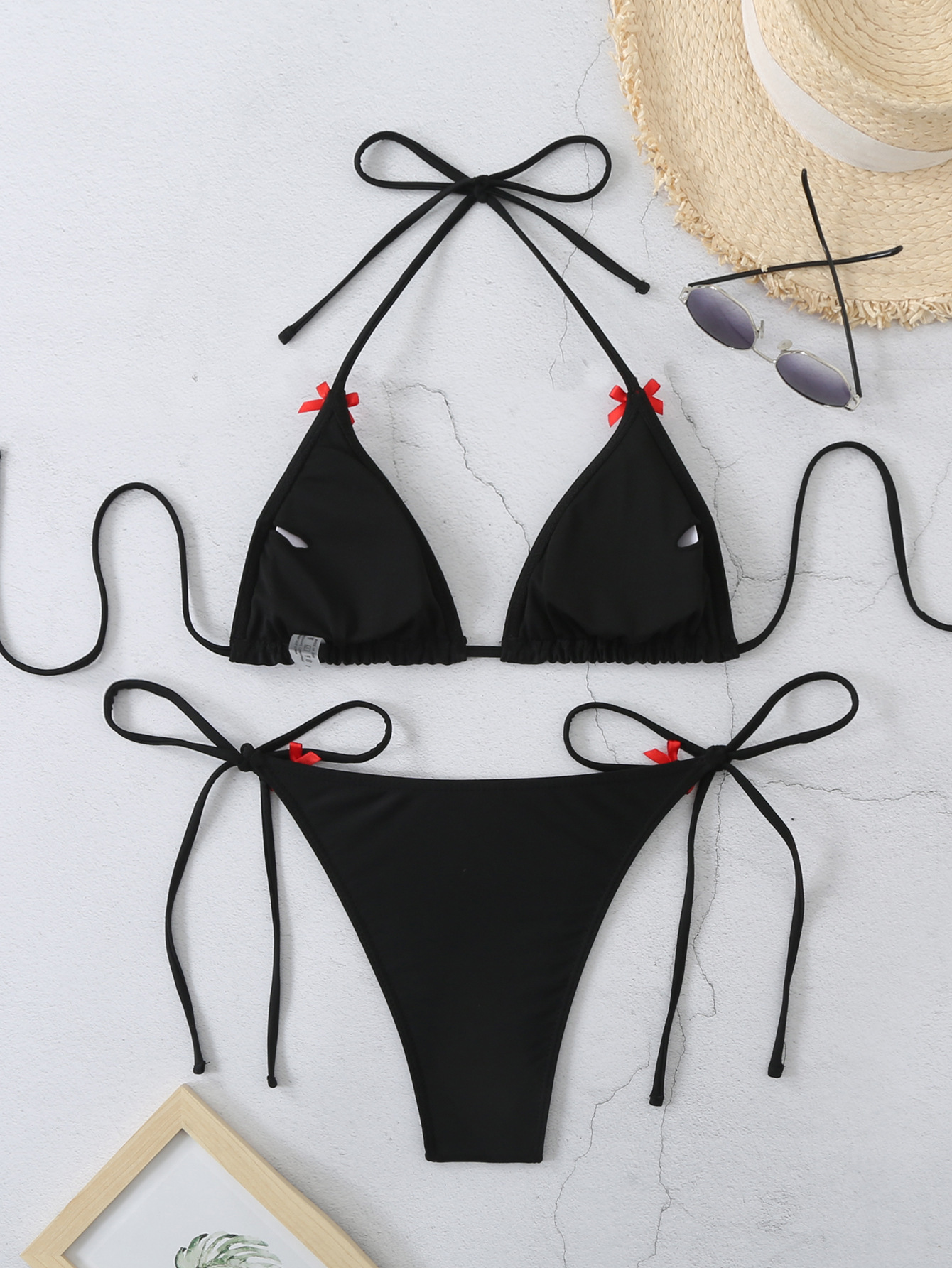 Bow Patchwork Two-Piece Swimsuit for Beachwear