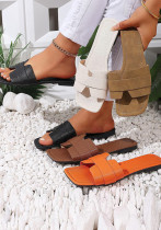 Plus Size Women Summer Square Toe Flat Slippers