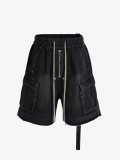 Women Washed Tie Raw Edge Denim Bermuda Shorts