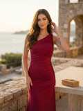 Women Mesh Patchwork Slash Shoulder Slit Dress