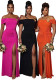 Women Sexy Off Shoulder Slit Summer Short Sleeve Dress
