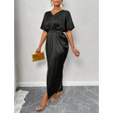 Women Autumn Satin Party Maxi Dress