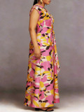Plus Size Women Summer Elegant Print V Neck Maxi Dress