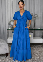 Plus Size Women Summer Casual Short Sleeve Maxi Dress（Processing time need 3-6 days）