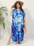 Women Summer Cover Up Boho Beach Holidays Blue Beach Dress