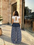 Women Detachable Waistband Star Patch Denim Pant