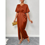 Women Autumn Satin Party Maxi Dress