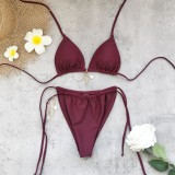Women Halter Neck Lace-Up Sexy Backless Two Piece Swimsuit