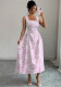 Women Summer Print Square Neck Sleeveless Dress