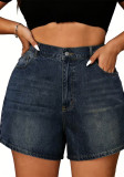 Plus Size Women Casual Stretchy Denim Shorts