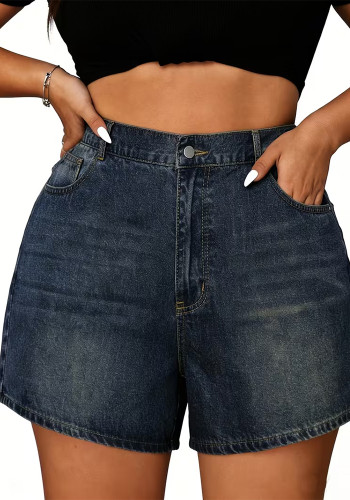 Plus Size Women Casual Stretchy Denim Shorts