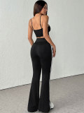 Women Color Block Stripe Cami Top and Bell Bottom Pant Two Piece