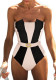 Women Patchwork Strapless One-Piece Swimsuit