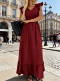 Women Light Blue Square Neck Cascading Ruffles Dress